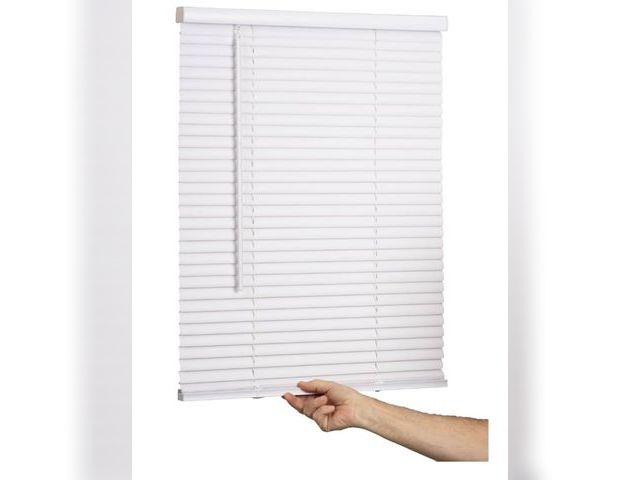 Lot 96-175813 - Lotus &amp; Windoware Cordless Mini Blind, 1" Vinyl Slats, White, Window Blinds for Home and Office,...