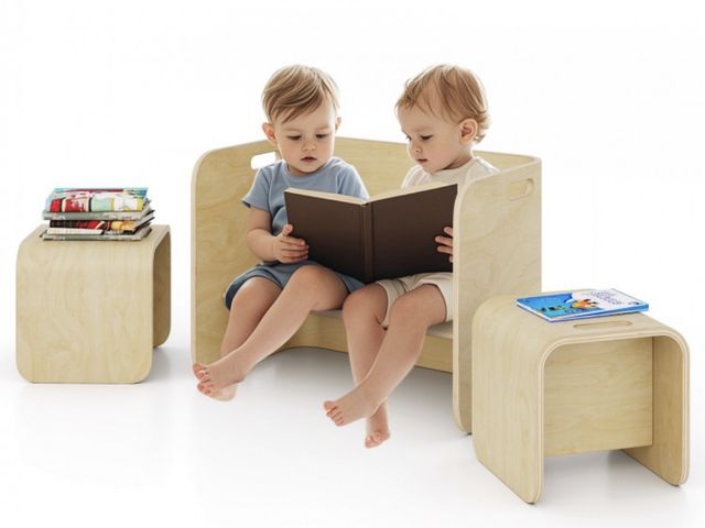 Lot 96-197845 - 3 Pieces Kids Wooden Table and Chair Set New