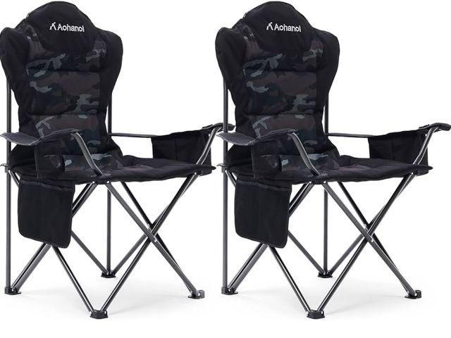 Lot 96-181350 - Camping Chairs, 2 Pack, Camo
Outdoor Folding Chairs, Supports up to 300lbs, for Heavy People, with C...