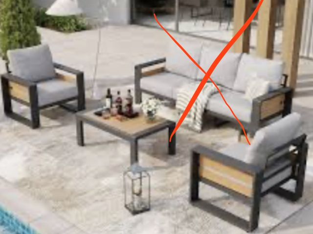Lot 96-226218 - Sizzim 5 piece conversation set MSRP $712 Has 2 chairs and 1 table, does not have couch