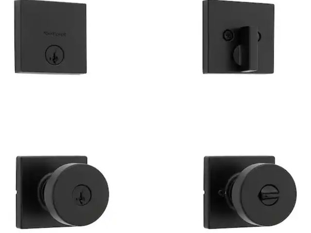 Lot 96-214096 - Kwikset
Pismo Keyed Entry Knob and Single Cylinder Deadbolt Combo Pack featuring SmartKey Security i...