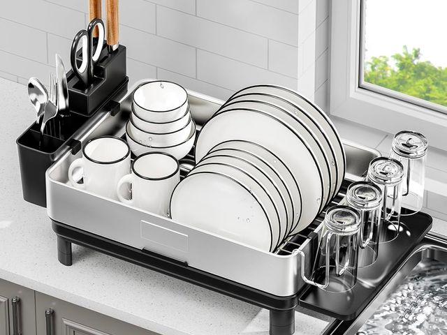 Lot 96-170587 - Dish Drying Rack, 304 Stainless Steel Dish Racks for Kitchen Counter, Dish Drainers with Automatic D...