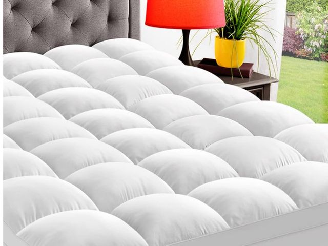 Lot 96-170646 - ELEMUSE Cal King Mattress Topper for Back Pain, Extra Thick Mattress Pad Cover, Plush Soft Pillowtop...