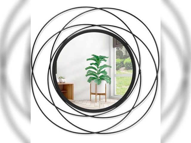 Lot 96-181497 - Wall Mirror Mounted Black Small Round Decorative Mirrors, Circle Metal Art Mirror Home for Bathroom ...
