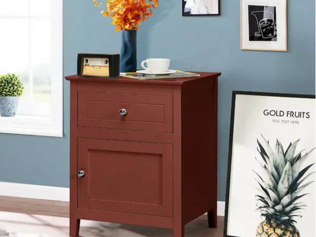 Lot 96-197648 - Cherry Nightstand with Drawer Accent Side End Table Storage Cabinet (25 in. H x 19 in. W x 15 in. D)...