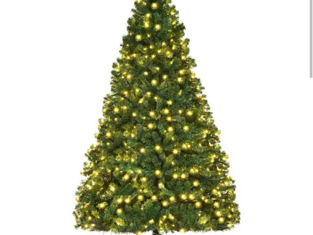 Lot 96-190250 - Costway 8 ft. Pre-Lit PVC Hinged Artificial Christmas Tree with 430 LED Lights New MSRP $170