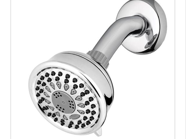 Lot 96-162902 - Waterpik 5-Spray 3.8 in. Single Wall Mount 1.8 GPM Fixed Shower Head in Chrome New