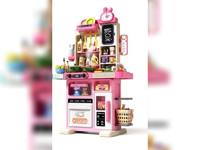 Lot 96-190359 - 33.8IN - 70PCS Kids Kitchen Playset with Sound &amp; Light - Cooking Stove with Steam, Play Sink and...