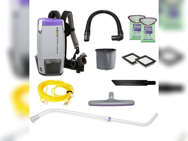 Lot 96-187972 - ProTeam Super Coach Pro 6 Backpack Vacuum Commercial with Telescoping Wand Tool Kit, 6 Quart, Corded...