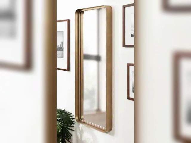 Lot 96-198773 - Kate and Laurel
Armenta 20.00 in. W x 42.00 in. H Rectangle Metal Gold Framed Industrial Wall Mirror...