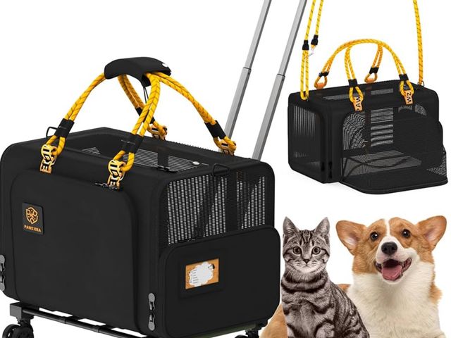 Lot 96-175565 - PAWZIDEA Expandable Pet Carrier with Wheels, 24"x16"x16" Large Cat Carrier for 2 Cats, Soft-Sided Do...