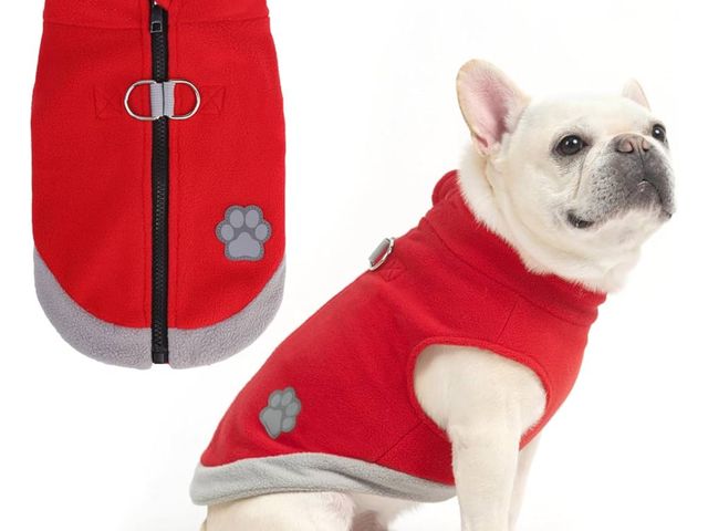Lot 96-189500 - Mihachi Dog Fleece Vest Sweater Zip Up Warm Pullover Step-in Dog Jacket with Dual D-Ring Leash, Wint...