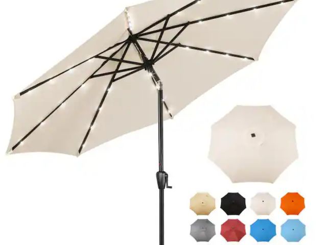 Lot 96-174279 - Sun-Ray
9 ft. Steel Market Solar Lighted 8-Rib Round Patio Umbrella in Creamy Beige
New