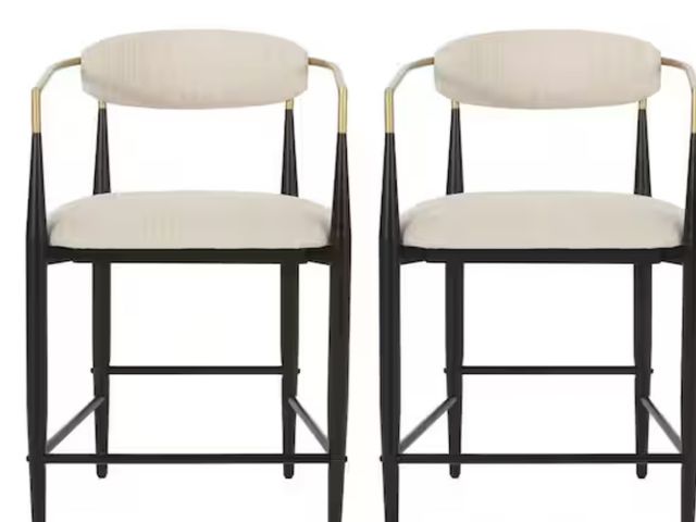 Lot 96-162203 - Noble House
Boise 37.25 in. Low Back Beige and Black Wood and Metal Frame Counter Stool (Set of 2) E...