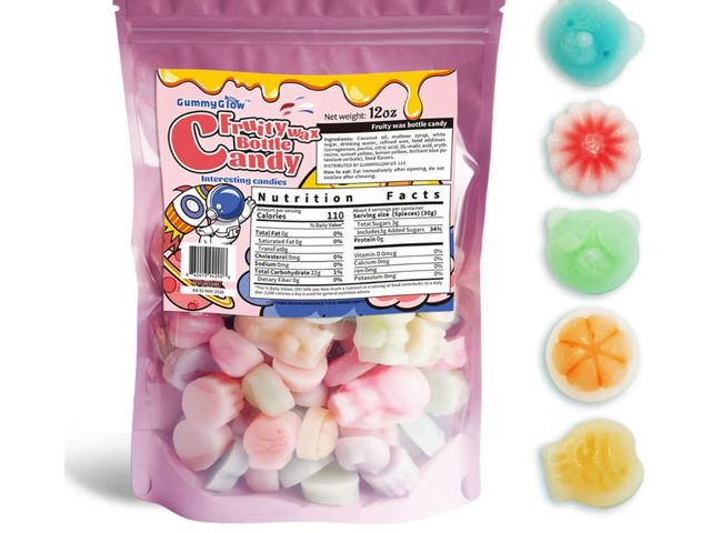 Lot 96-201326 - Gummy Glow Wax Candy 12oz Bulk Pack, Retro Chewy Wax Candies for Old School Candy Lovers with 55-65 ...