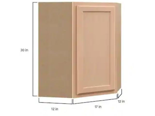 Lot 96-232804 - Hampton Bay Recessed Panel 24 in. W x 12 in. D x 30 in. H Assembled Diagonal Corner Wall Kitchen Cab...