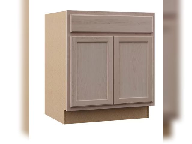 Lot 96-179685 - Hampton Bay 30 in. W x 24 in. D x 34.5 in. H Assembled Sink Base Kitchen Cabinet in Unfinished with ...