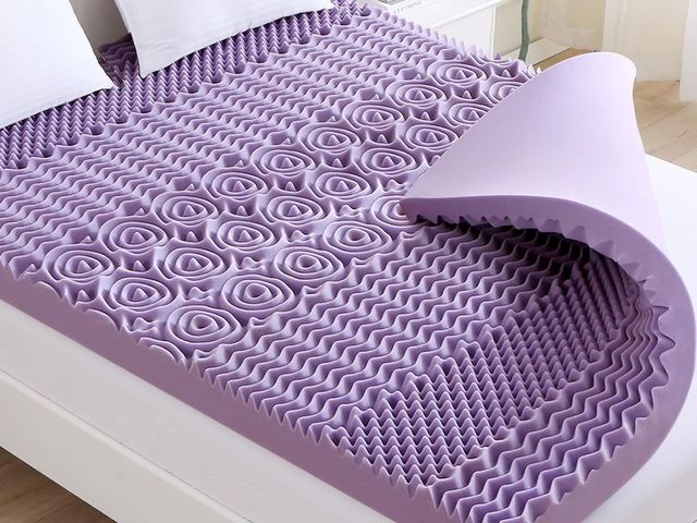Lot 96-163925 - MUXHOMO 3 Inch 7-Zone Mattress Topper, Egg Crate Foam Mattress Topper Queen Size for Back Pain, Lave...