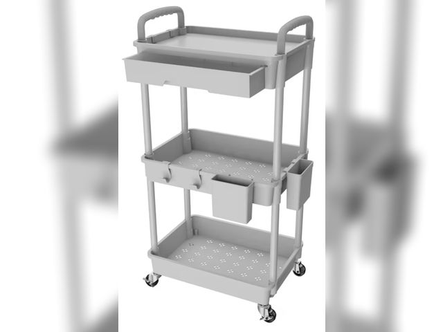 Lot 96-233028 - 3 Tier Rolling Utility Cart with Drawer,REBECAT Utility Cart Made of Multifunctional Storage Organiz...