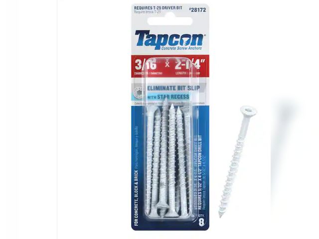 Lot 96-188614 - 11 Boxes of Tapcon 3/16 in. x 2-1/4 in. White Ultrashield Star-Flat-Head Concrete Anchors (8-Piece p...