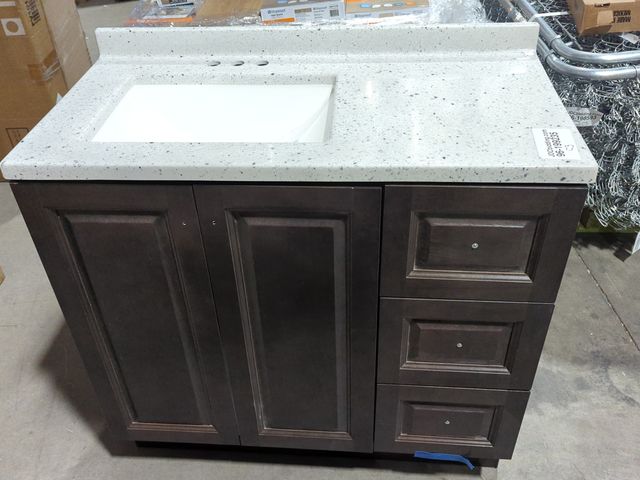 Lot 96-199235 - Glacier Bay Northwood 37 in. Single Sink Dusk Bath Vanity with Silver Ash Cultured Marble Top (Assem...