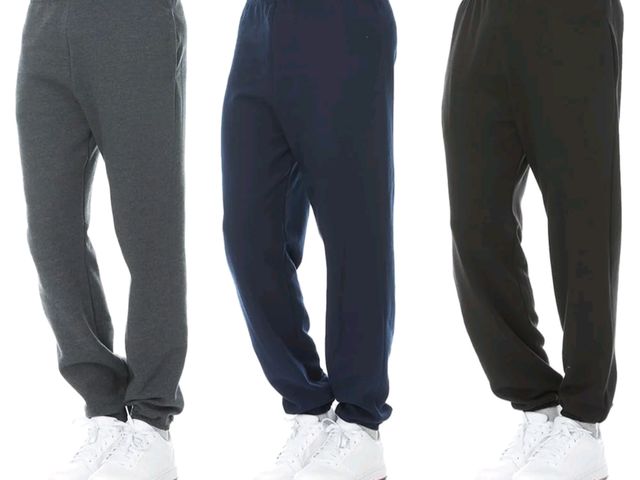 Lot 96-232730 - SOCKS'NBULK 3 Pack of Mens Jogger Bulk Sweatpants, Black Navy Gray, Comfy Lounge Joggers for Men Siz...