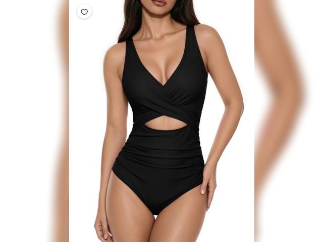 Lot 96-232619 - MOYIKO One Piece Swimsuits for Women Tummy Control High Waisted Bathing Suit Sexy V Neck Wrap Tie Ba...
