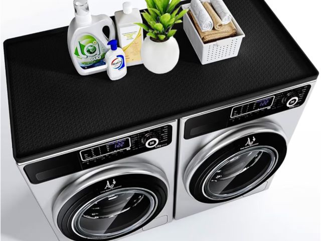 Lot 96-193524 - Biepirtek 51.2" x 25.6" Silicone Washer and Dryer Top Covers, Non-Slip Waterproof Protector Mat (Bla...