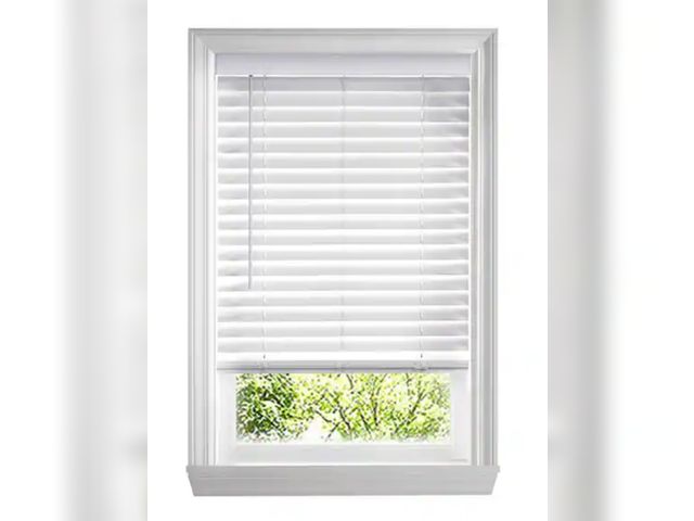 Lot 96-211409 - Home Decorators Collection
White Cordless Faux Wood Blinds for Windows with 2 in. Slats - 24.5 in. W...