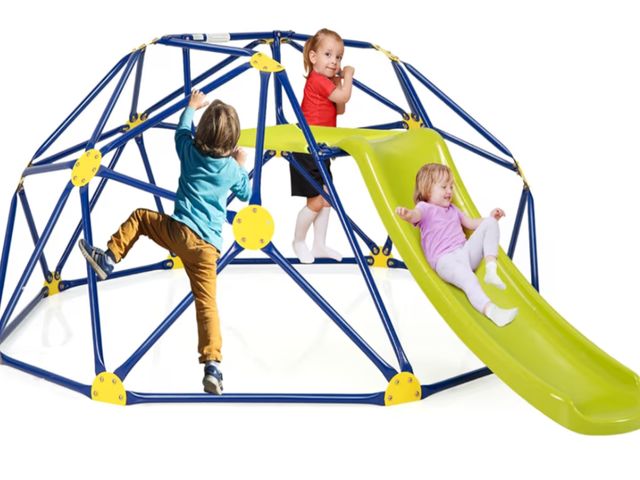 Lot 96-192379 - Costzon Climbing Dome with Slide for Kids, 8FT Kids Jungle Gym Monkey Bar Climbing Toys for Outdoor,...