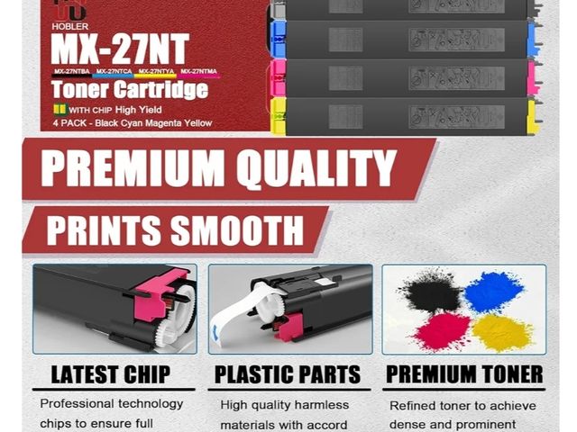Lot 96-163056 - 4pk MX-27NT Toner Cartridges Compatible for Sharp
New 
Msrp $101.49