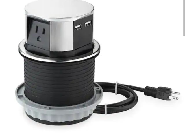 Lot 96-163246 - Link2Home
Space Saver Pop Up-Outlet, 3 Power Outlets 15 Amp, 2 USB Ports 2.4 Amp, Overload Protectio...