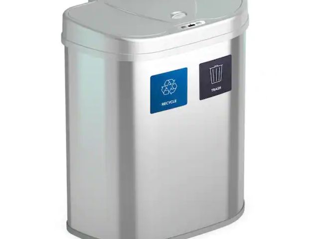 Lot 96-159918 - NINESTARS 18.5 Gal. Stainless Steel Motion Sensor Recycling Bin MSRP $119 New