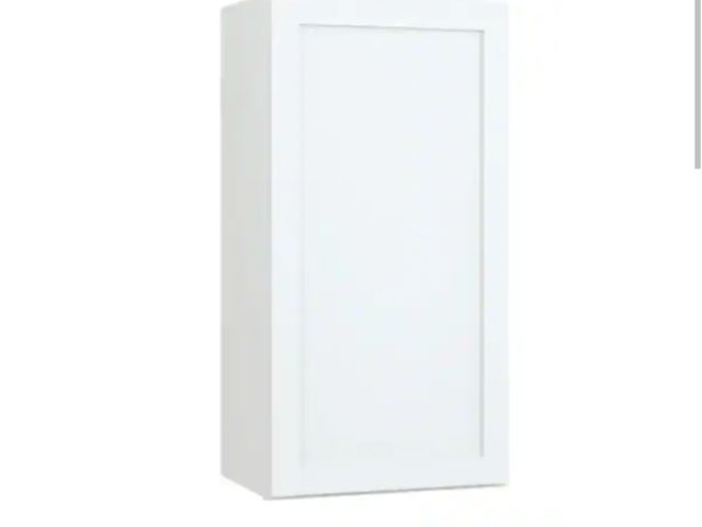 Lot 96-232843 - Hampton Bay Courtland 18 in. W x 12 in. D x 36 in. H Assembled Shaker Wall Kitchen Cabinet in Polar ...