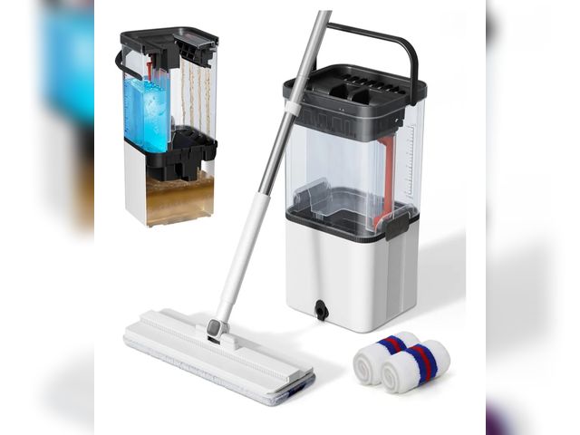 Lot 96-171161 - Mop and Bucket Set,Midyb Flat Mops and Bucket System with 2 Microfiber Pads,Mop and Bucket with Wrin...