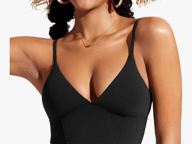 Lot 96-164744 - CRZ YOGA Womens V Neck Bikini Tops Adjustable Spaghetti Straps Bathing Suit Sexy Swimsuit Padded Siz...