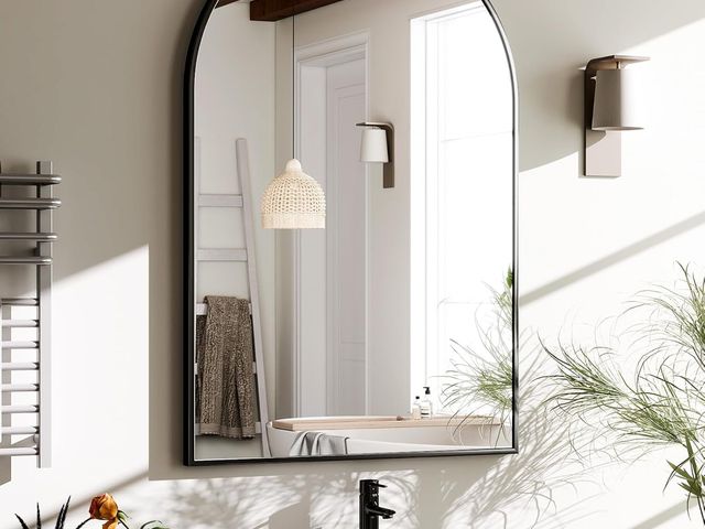 Lot 96-179945 - HARRITPURE 20"x30" Arched Bathroom Mirror - Wall Mounted Mirror - Black Arch Mirror - Aluminum Alloy...