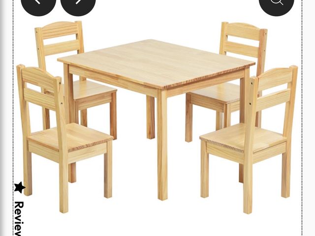 Lot 96-197344 - Kids Table and 4 Chairs Set, 5 Pieces Activity Table Set, Durable Wooden Desk Furniture for Toddlers...