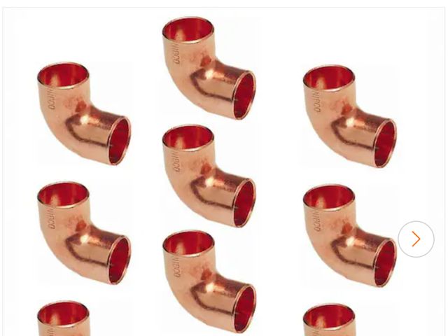 Lot 96-159012 - Everbilt 3/4 in. Copper 90-Degree Cup x Cup Elbow (7 in-Pack) unused