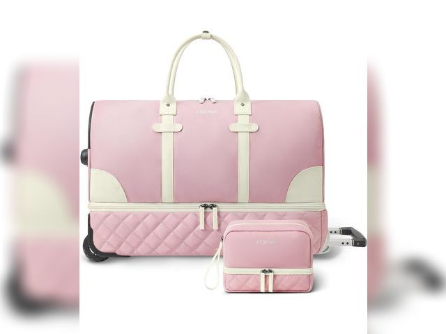 Lot 96-187808 - ETRONIK Rolling Duffle Bag with Wheels, 21 Inch Flight Approved Duffle for Travel with Toiletry Bag,...