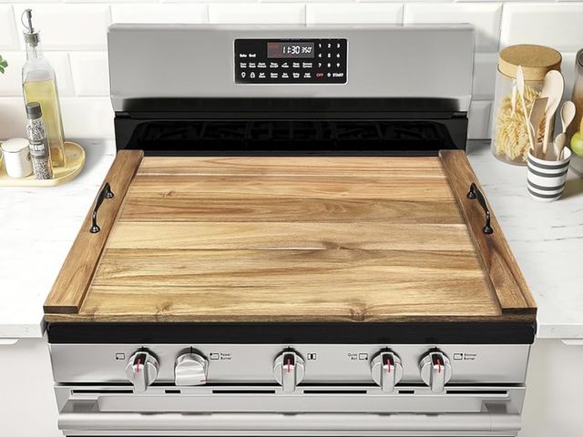 Lot 96-198898 - Noodle Board Stove Cover with Handles for Electric, Gas Stove Top (Acacia Wood) New