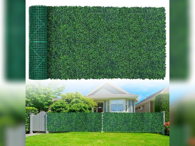 Lot 96-180856 - Artificial Boxwood Roll Panels,40"x 120"(33.33 sq.ft) UV-Anti Faux Ivy Leaves Privacy Fence Screen G...