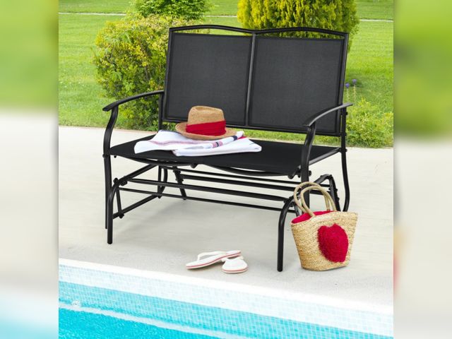 Lot 96-227003 - TURQUOISE Iron Patio Rocking Chair for Outdoor Backyard and Lawn- different color from stock image, ...