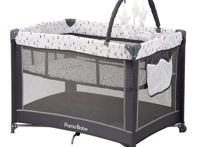 Lot 96-177263 - Pamo Babe Portable Playard,Sturdy Play Yard with Padded Mat and Toy bar with Soft Toys
New 
Exact co...