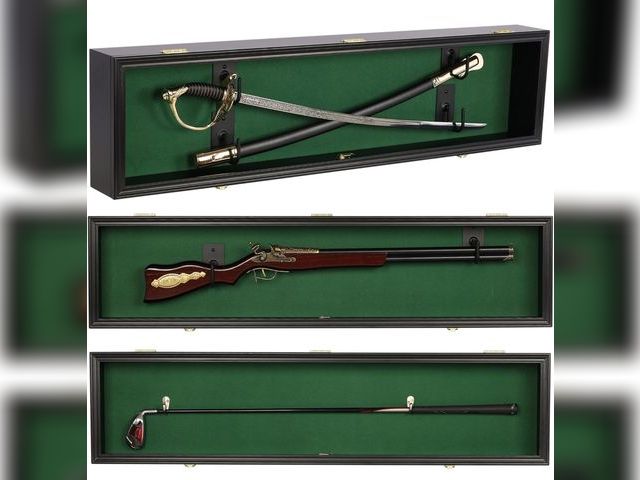 Lot 96-186156 - ONE 44" Rifle Gun Shotgun Display Case Saber Sword Golf Club Display Case Cabinet Rack Putter Shadow...