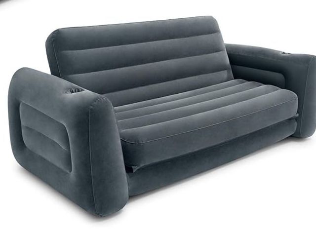 Lot 96-171513 - Intex 2 in 1 Inflatable Pull Out Sofa and Queen Size Air Bed Mattress with Cup Holders for Indoor an...