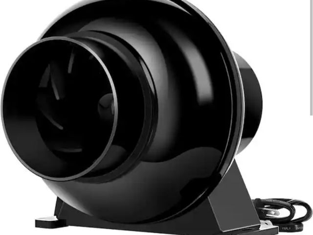 Lot 96-165351 - 4 in. 195 CFM Black Duct Inline Ventilation Fan Air Circulation Exhaust New