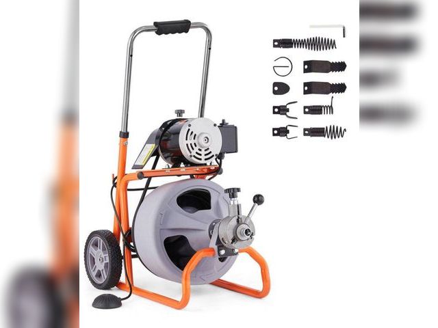 Lot 96-159784 - SKYSHALO
Drain Auger Cleaner 75 ft. x 3/8 in. Sewer Snake Machine AutoFeed with 4 Cutters and Foot S...