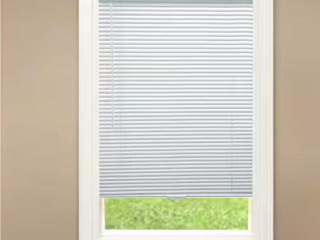 Lot 96-162211 - White Cordless Room Darkening Vinyl Mini Blinds with 1 in. Slats-69.5 in. W x 48 in. L (Actual Size ...