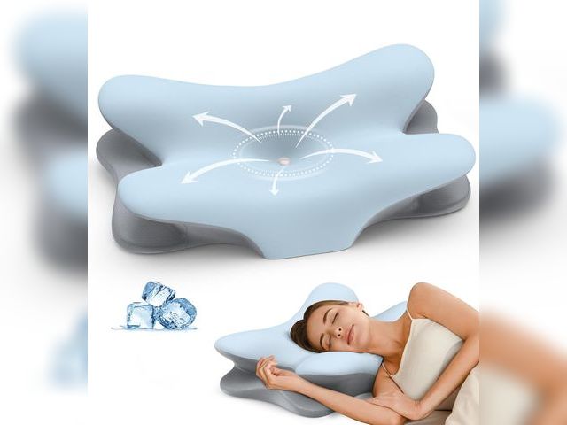 Lot 96-191762 - Cervical Neck Pillow for Pain Relief - Ergonomic Side Sleeper Pillow for Neck Support, Cooling Memor...